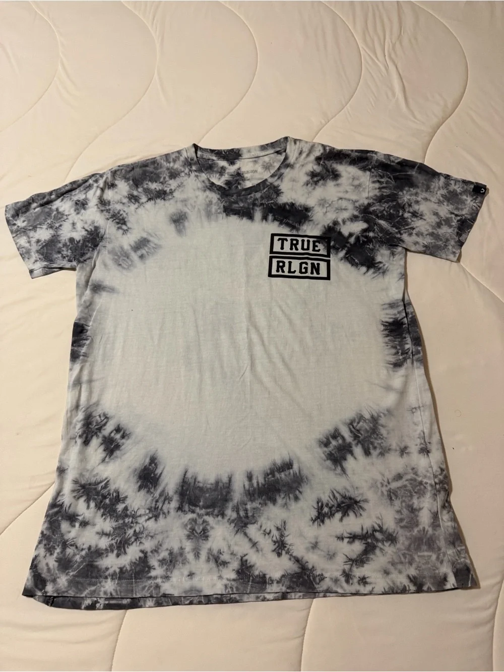 True Religion Black & White Tie-Dye 'TRUE RLGN' Graphic Tee